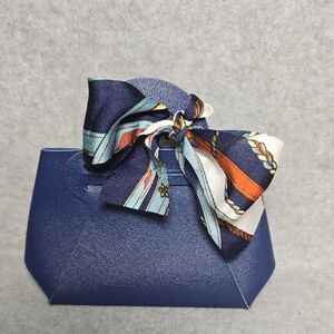 Navy Blue Mini Gift Bag with Scarf Accent